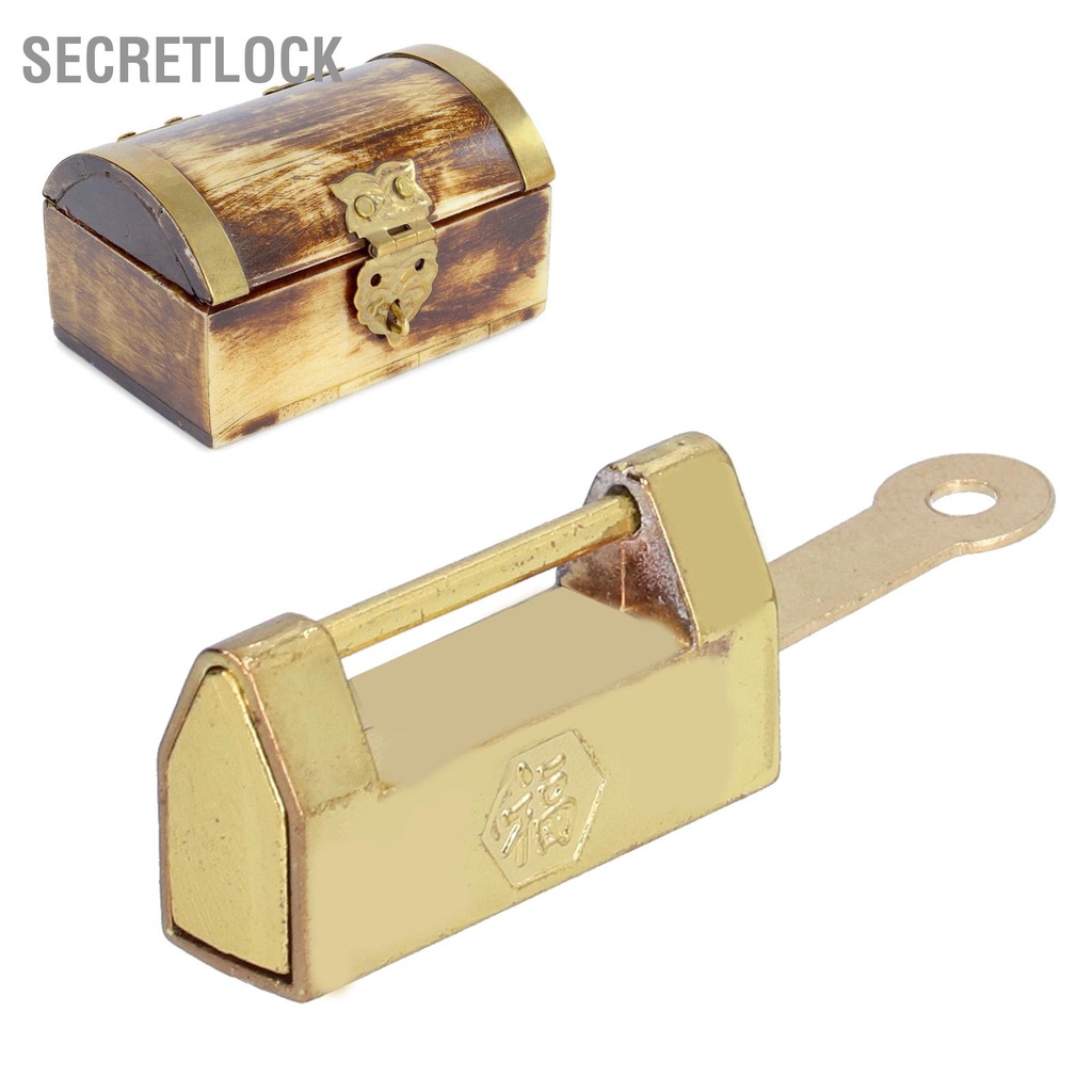 SecretLock Vàng Vintage Ổ Khóa Mini Đồng Thau Retro Trang Trí Cho Hộp Gỗ Tủ Nhà
