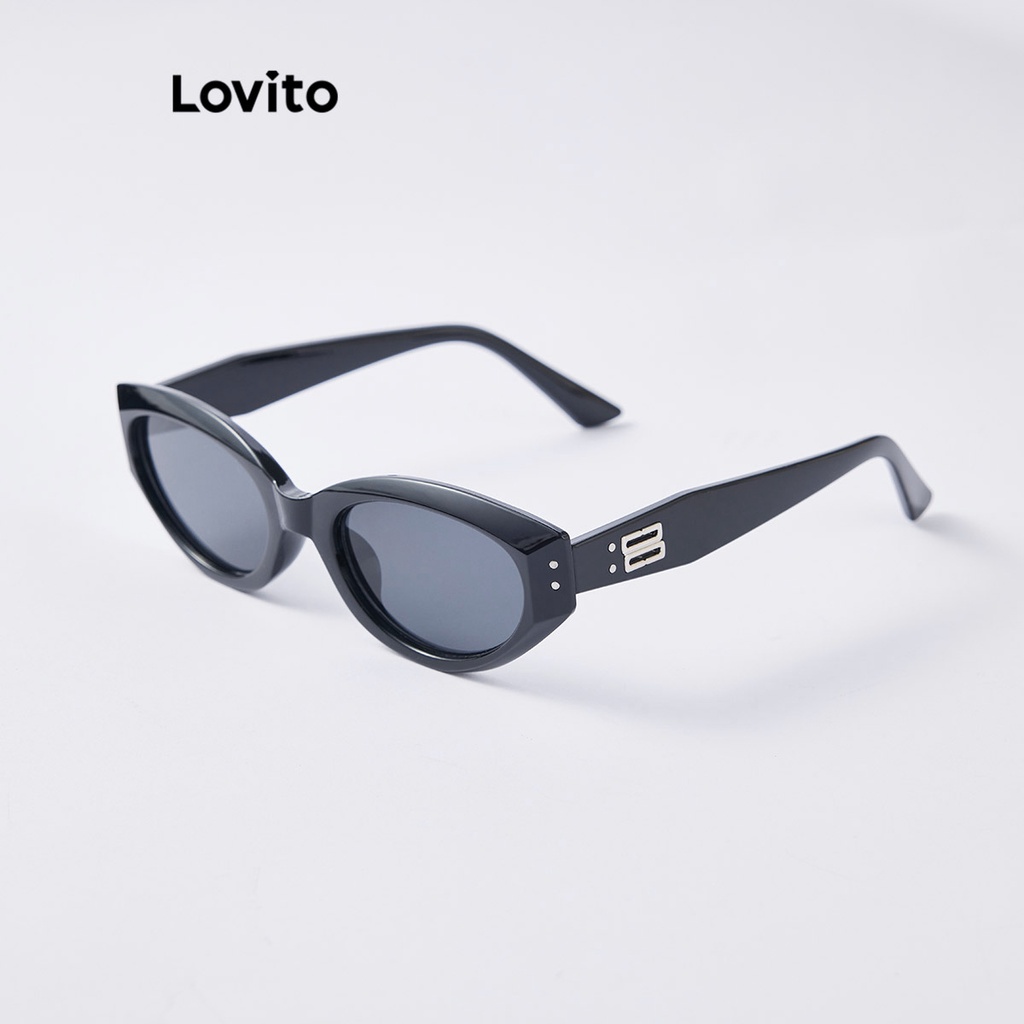 Kính mát Lovito mắt mèo màu trơn đơn giản thường ngày cho nữ L63AD257