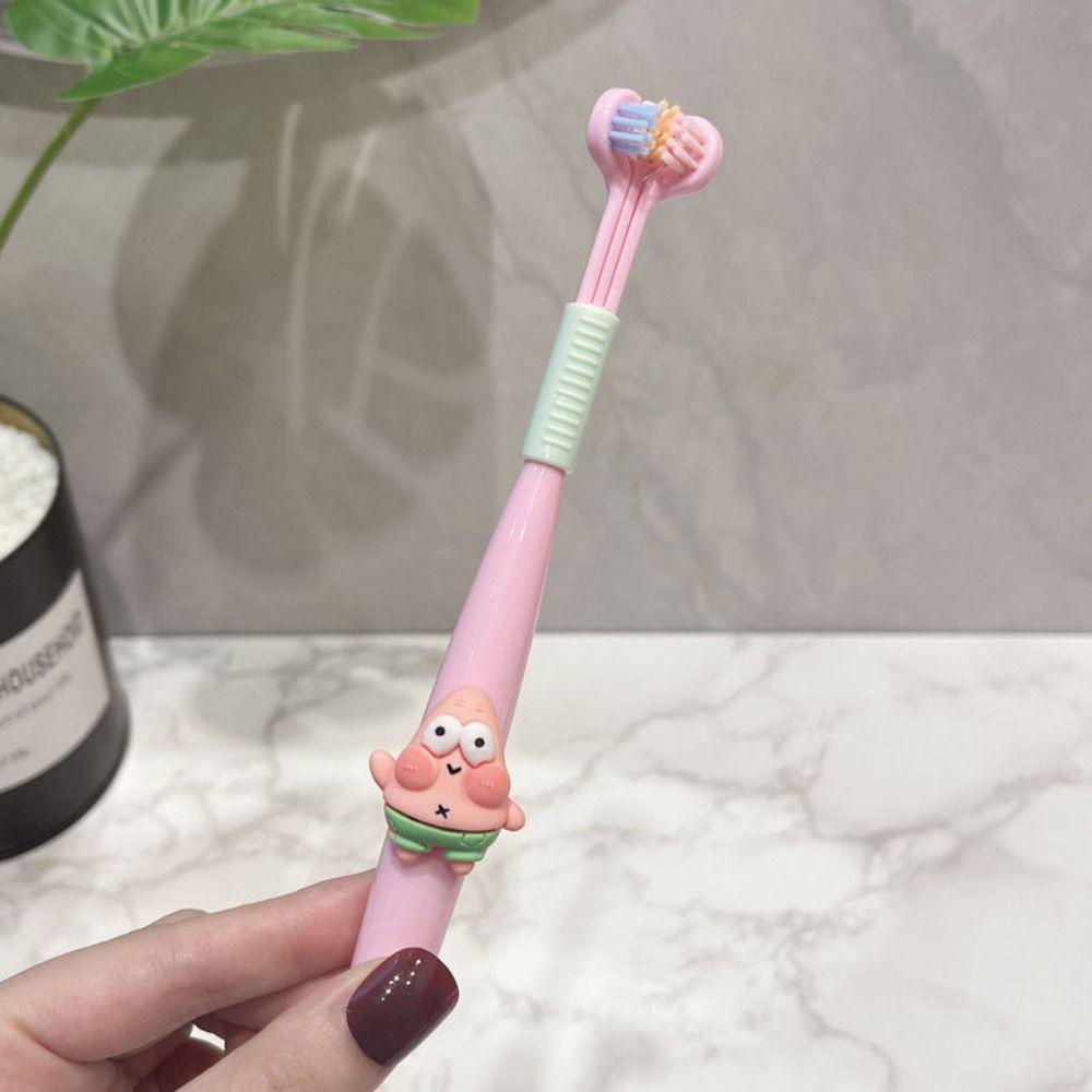 Cleoes Bàn Chải Đánh Răng Ba Mặt 360 Độ Làm Sạch Sâu Họa Tiết Hoạt Hình Siêu Nhân Đáng Yêu Dành Cho Trẻ