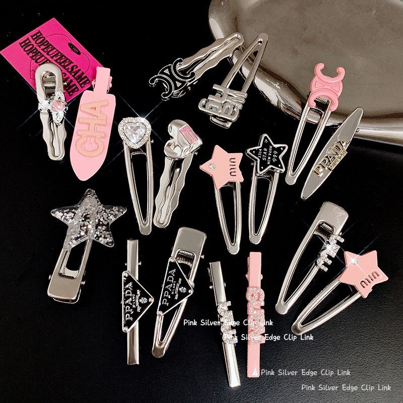 Set 7 Kẹp Tóc Kim Loại Hình Ngôi Sao / Trái Tim Đính Đá Thời Trang Cho Nữ y2k