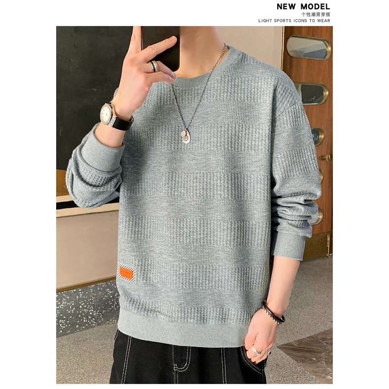 Áo Sweater Tay Dài Cổ Tròn Dáng Rộng Phong Cách Đường Phố Đơn Giản Thời Trang Xuân Thu Cho Nam