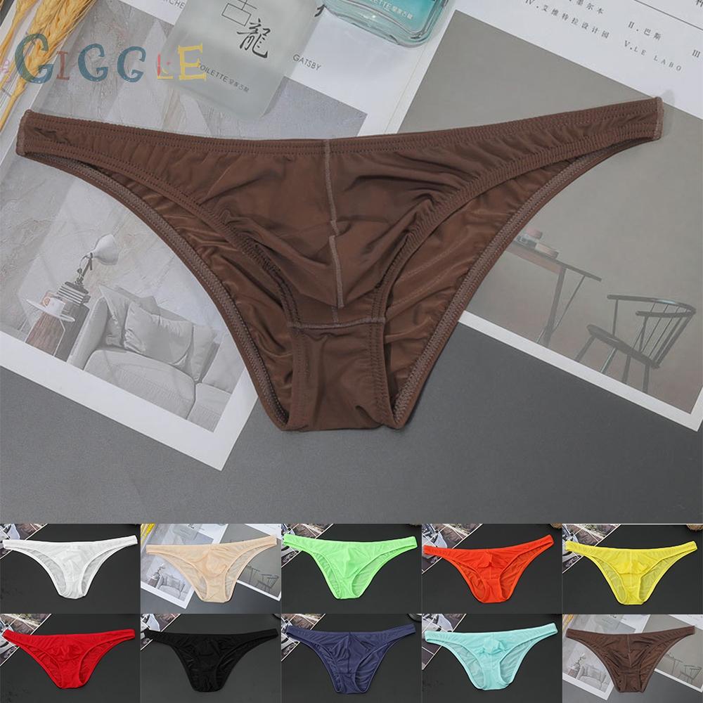 Men's Underwear with Low rise Fit and See through Pouch made of Ice Silk