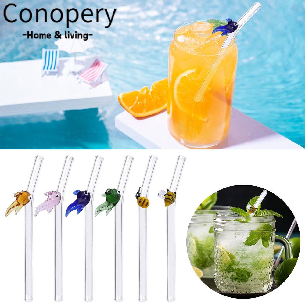Conopery Ống Hút Thủy Tinh Trong Suốt Hình Cá Vàng Có Thể Tái Sử Dụng