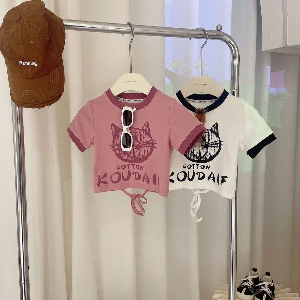 Áo Thun Tay Ngắn In Họa Tiết Hoạt Hình Phong Cách Hàn Quốc Thời Trang Mùa Hè 2023 Cho Bé Gái