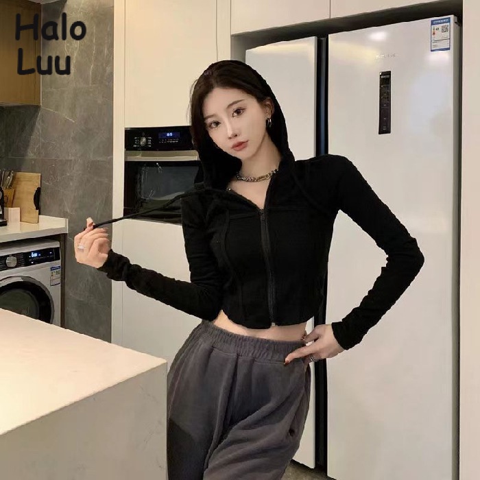 Halo  Luu Áo Khoác hoodie áo khoác nữ zip hoodie comfortable Korean Thoải mái fashionable A99J1BC37Z230911