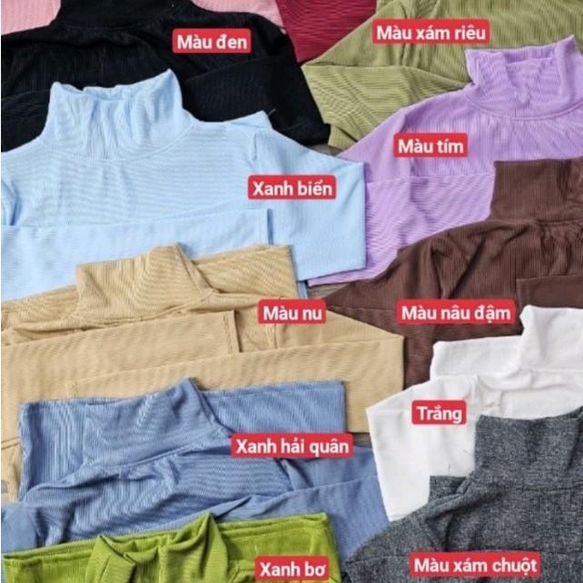 Áo cổ lọ phom dài tay dài vải tăm lạnh co giản thoải mái