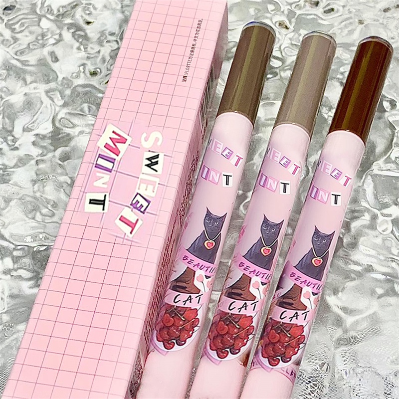 Abpopa Bút Chì Kẻ Lông Mày Mỏng Màu Bạc Hà Ngọt Ngào Với Đầu Chia Không Bị Nhòe