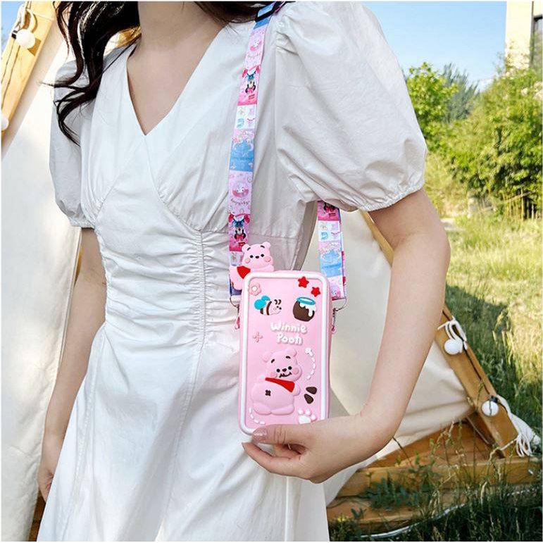 Ere1 Túi Đeo Chéo Silicon Họa Tiết Hoạt Hình winnie the pooh Kỳ Lân zero Cá Tính Cho Bé Gái