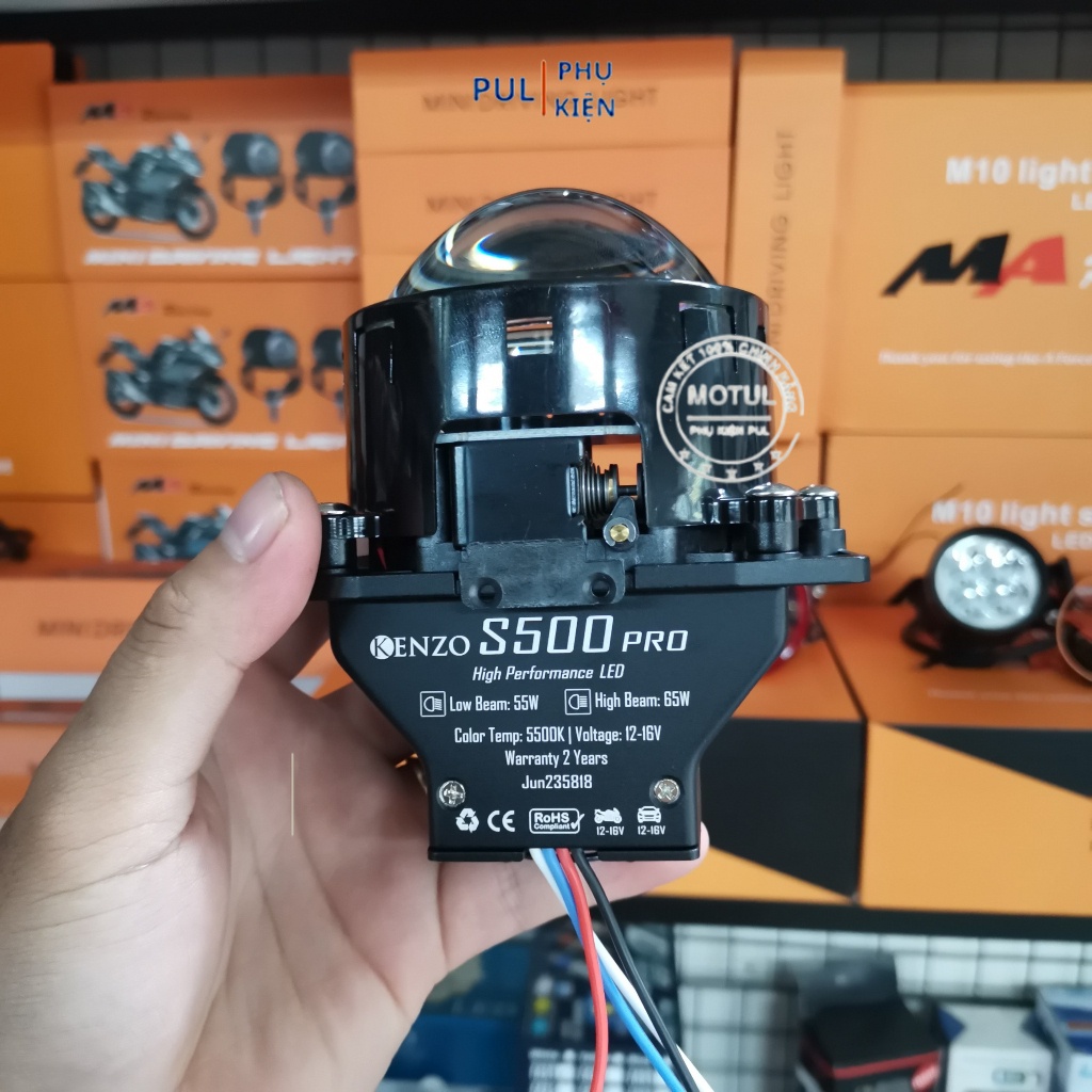 Đèn pha led bi cầu KENZO S500 PRO 2023 công suất 55/65W giá 1 bóng