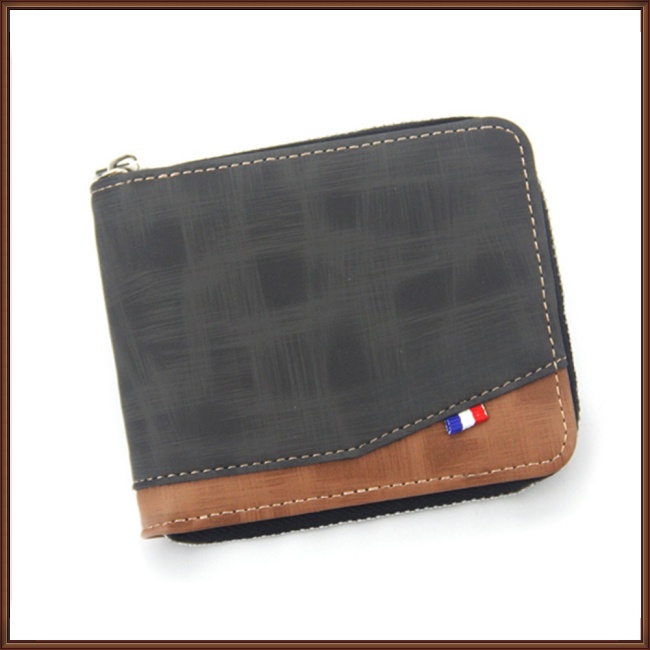 Ví Ngắn Có Khóa Kéo Màu Trơn Thời Trang Cho Nam