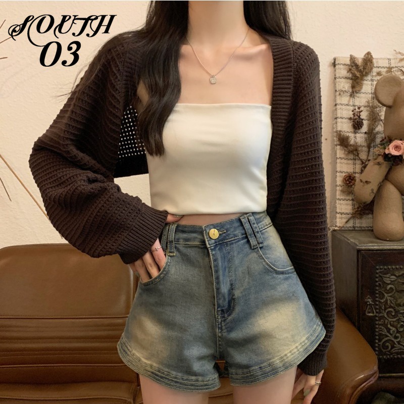 Áo Khoác cardigan Ngắn Dáng Rộng Tay Dài Chống Nắng Thời Trang Mùa Hè Hàn Quốc