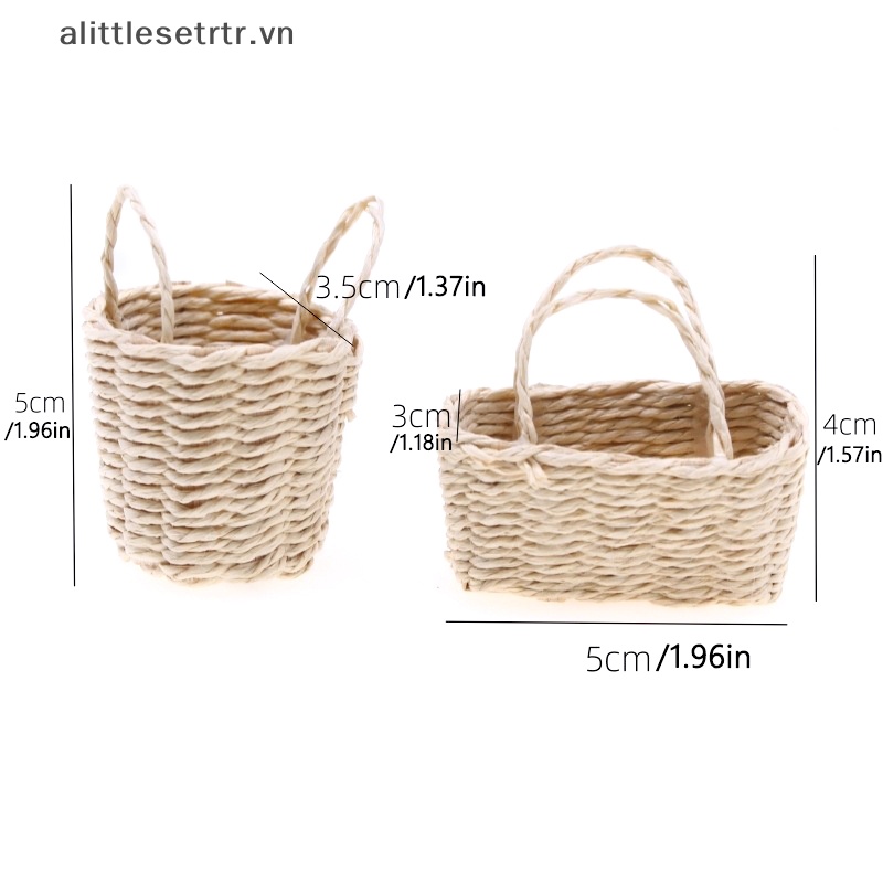 Alittlesetrtr Giỏ Đựng Hoa / Trái Cây / Rau Củ Quả Mini Khung Dệt Di Động Trang Trí Nhà Búp Bê vn