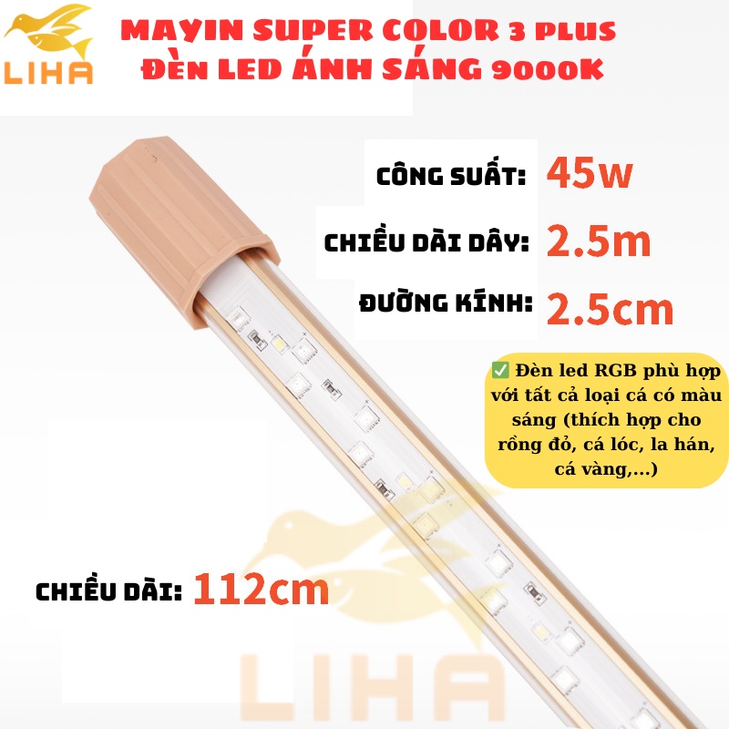 Đèn MAYIN SUPER COLOR 3 PLUS 9000K - Đèn Led Cao Cấp Huyết Long, Cá Lóc, Cá Vàng