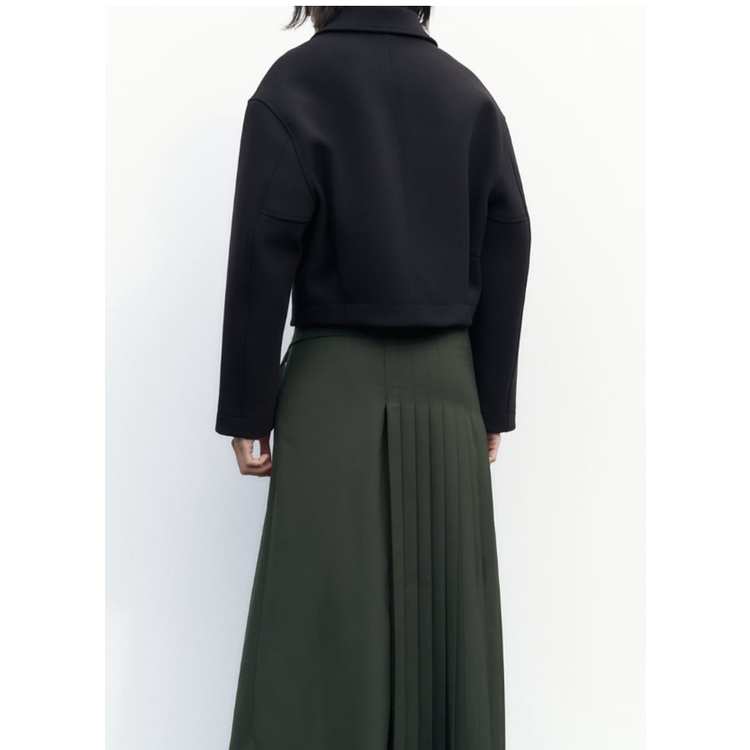Zara Áo Khoác Khóa Kéo Ngắn Dài Tay Phối Túi Thời Trang Mùa Hè 233811041