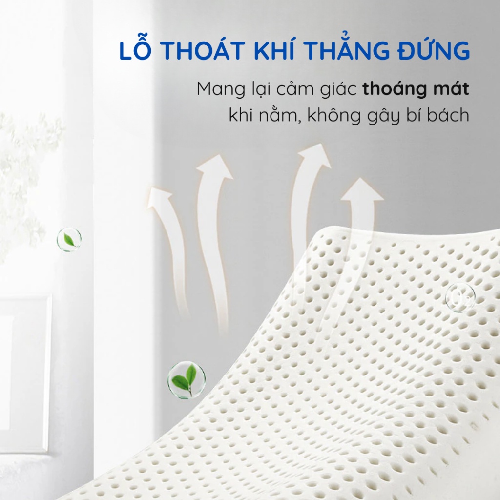 Gối cao su non KAW - thoáng khí, mềm mại, phù hợp người đau mỏi cổ vai gáy - Hàng chính hãng bảo hành 1 đổi 1