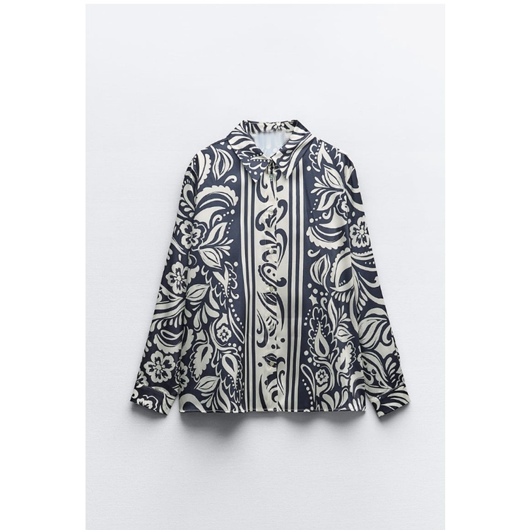 Zara Áo Sơ Mi Vải Lụa satin In Họa Tiết Thời Trang Thanh Lịch Cho Nữ3666168