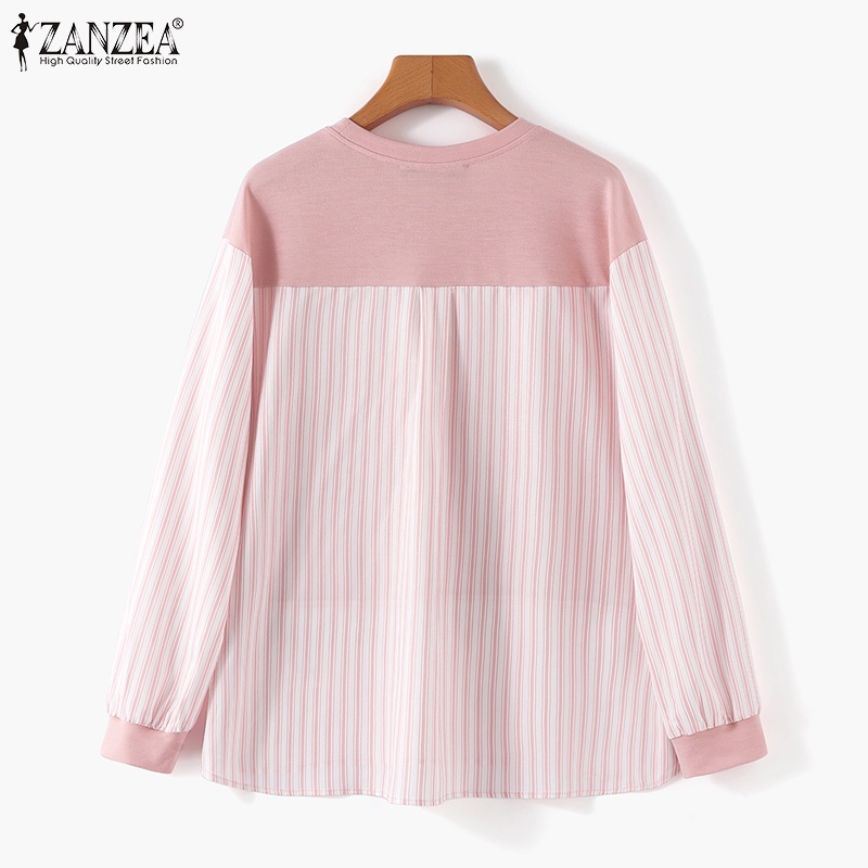 Zanzea Áo Hoodie Dài Tay Họa Tiết Sọc Ngang Thời Trang Hàn Quốc