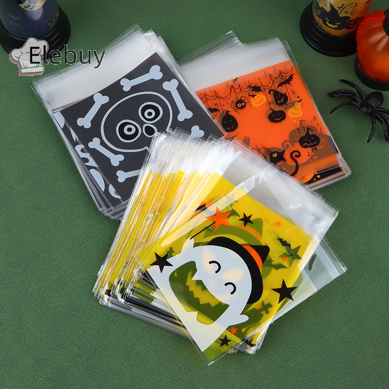 Set 100 Túi Nhựa Đựng Bánh Kẹo Tự Dính Trang Trí halloween