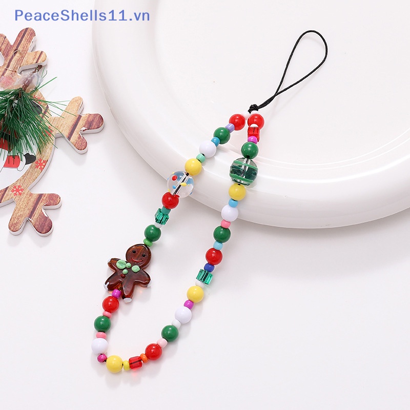Peaceshells Dây Đeo Điện Thoại Bằng acrylic Đính Hạt Chống Thất Lạc Hình Bánh Mì Gừng Giáng Sinh Dễ Thương