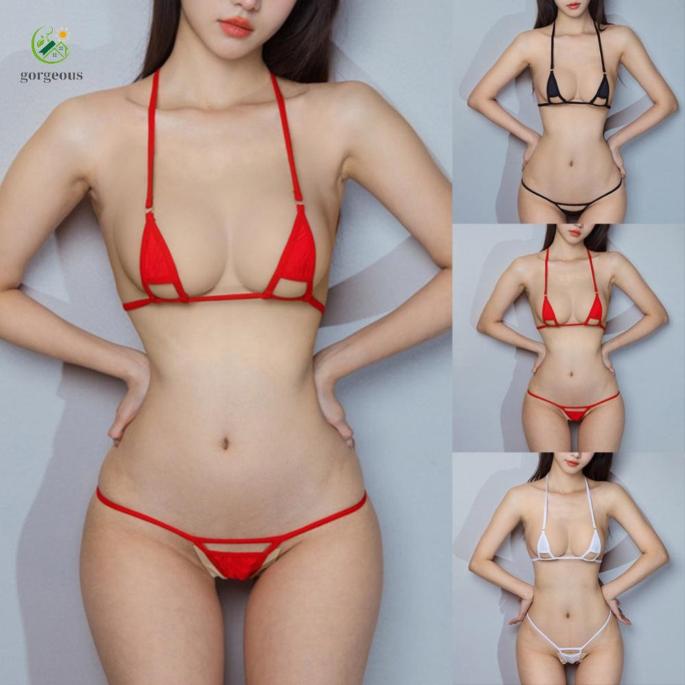 GORGEOUS~Bra Set Polyester Regular Sexy Swimsuit Swimwear Thong Bikini Tie Side
