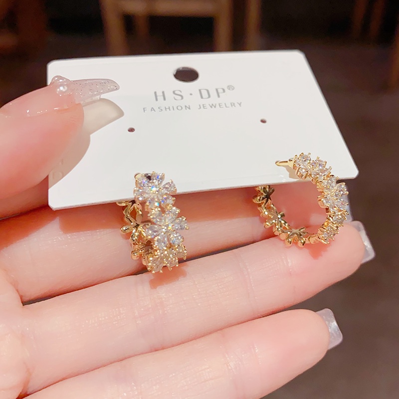Bông Tai Đính Đá zircon Thời Trang Nhật Hàn Tinh Tế Cao Cấp