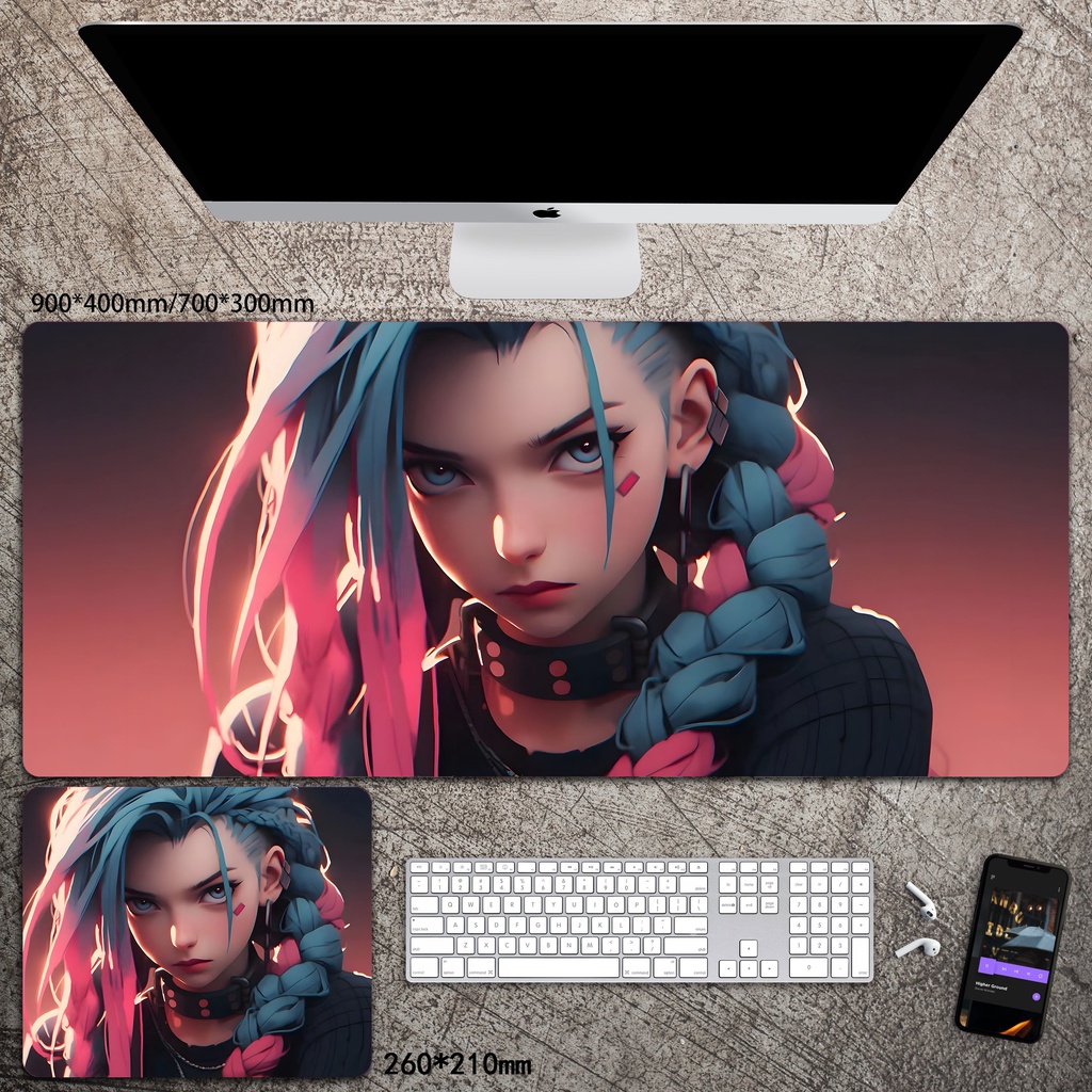 Tấm Lót Chuột Và Bàn Phím Cỡ Lớn In Hình Liên Minh Huyền Thoại jinx ali