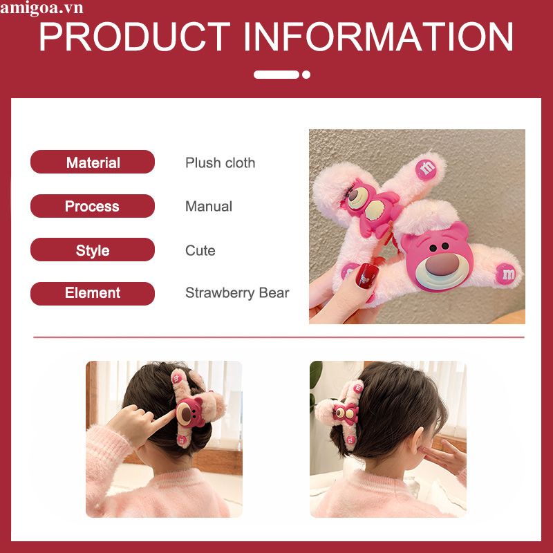 Kẹp Tóc Lông Ngựa / Gấu / Dâu Tây Dễ Thương Thời Trang Thu Đông Cho Bé Gái