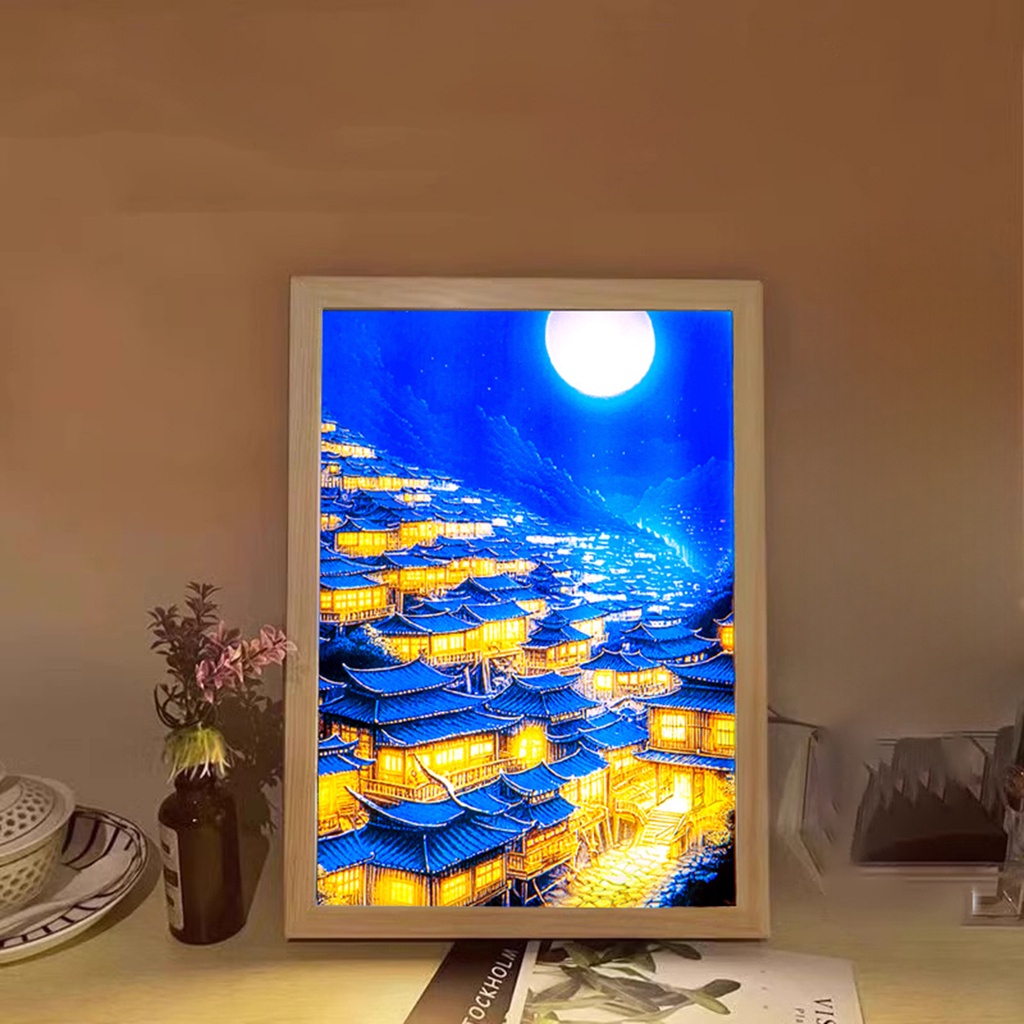 INS Deco Led Light Painting USB Plug Dimming Wall Artwork Table Lamp Gift Indoor Sunlight Window Photo Night Luminous
