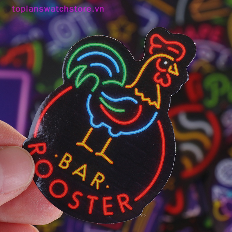 Set 50 Miếng Dán Màu neon Trang Trí Ván Trượt / laptop / Xe Hơi / Xe Đạp vn