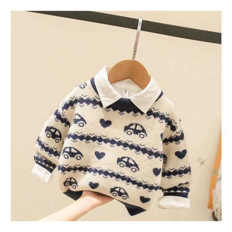Áo sweater Chui Đầu Vải Nhung Lông Chồn Phong Cách Hàn Quốc 2023 Cho Bé Trai Và Bé Gái