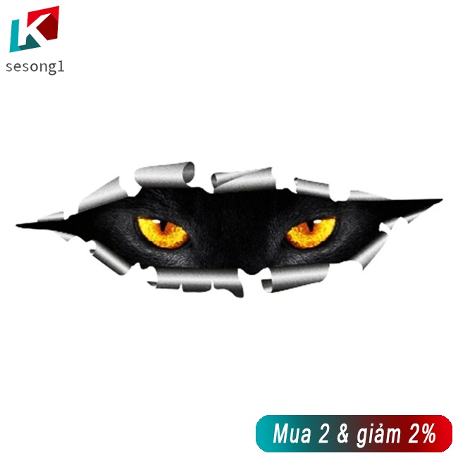 Sticker Dán Xe Hơi Hình Đôi Mắt Mèo 3d Chống Thấm Nước
