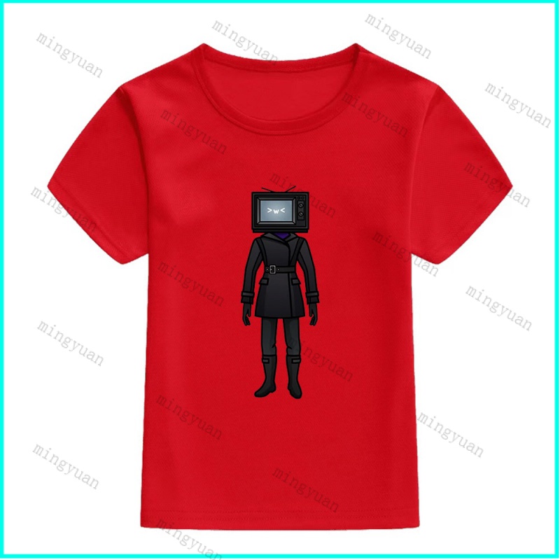 Áo Thun Ngắn Tay Dáng Rộng In Hình Mingyuan Tv Skibidi Toilet Cho Thanh Thiếu Niên