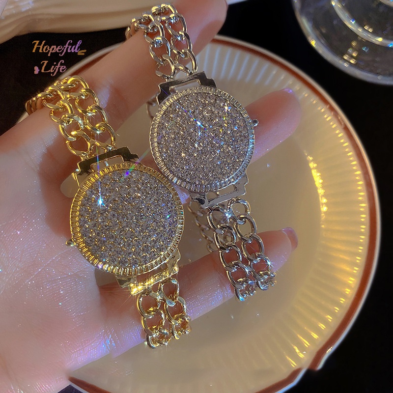 Vòng Đeo Tay Đồng Hồ Đính Đá Pha Lê Lấp Lánh Chất Lượng Cao Dành Cho Nữ