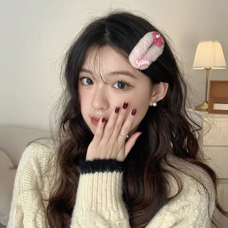 Kẹp Tóc Lông Nhung Họa Tiết Hoạt Hình Dễ Thương Thời Trang Mùa Thu 2023