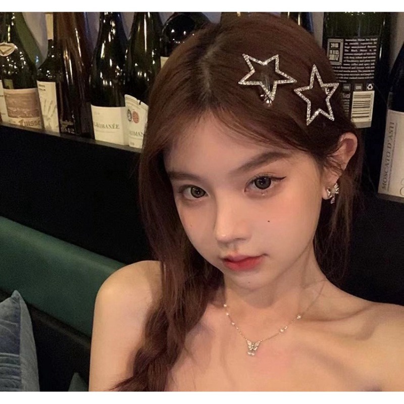 1 Kẹp Tóc Hình Ngôi Sao Năm Cánh Đính Đá Thời Trang Cho Nữ y2k