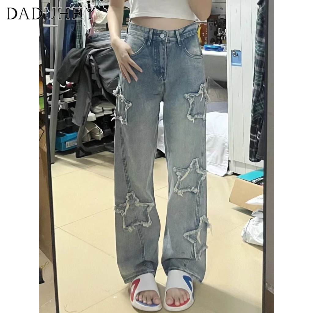 Quần jeans DADUHEY lưng cao phong cách Mỹ đường phố thời trang cổ điển cao cấp cỡ lớn