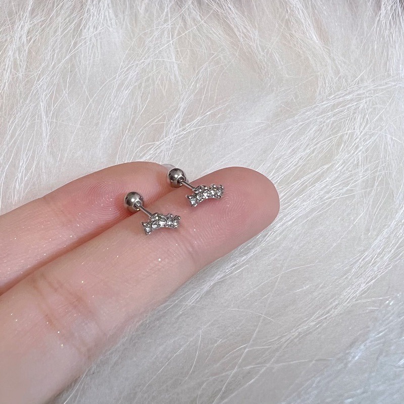 We flower Bông Tai Mạ Bạc 925 Hình Học Đính Pha Lê / Vương Miện / Ngôi Sao Phong Cách Hàn Quốc Thời Trang Cho Nữ