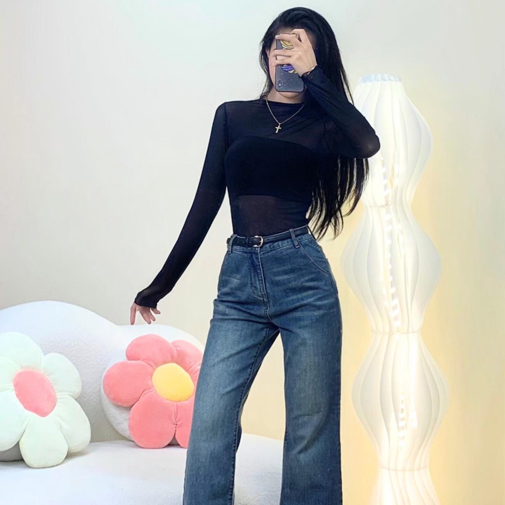 Áo lưới kiểu tay dài xuyên thấu DaaLaa Store kèm áo lót phong cách quyến rũ A5892