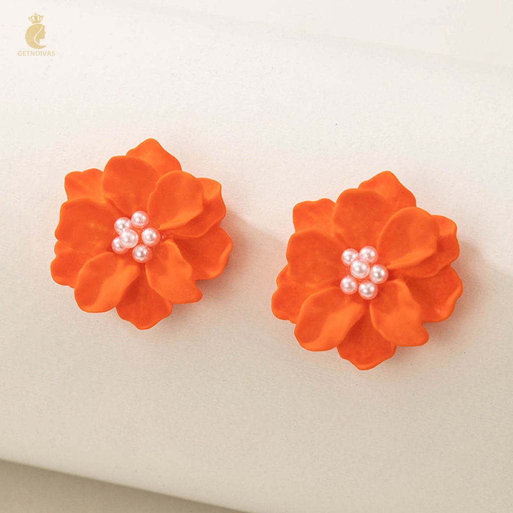 Đôi Khuyên Tai Hình Hoa Đính Ngọc Trai Thanh Lịch Cho Nữ