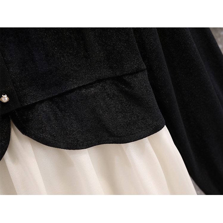 🌸Hàng Order🌸Váy Bigsize Nhung Đính Nơ Cổ Ren Đính Cúc Ngọc Phối  Váy Voan Tiểu Thư Nữ Tính🌸Hàng Quảng Châu