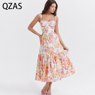 Qzas Đầm Dáng Chữ a Họa Tiết Hoa Xinh Xắn Thời Trang 23194