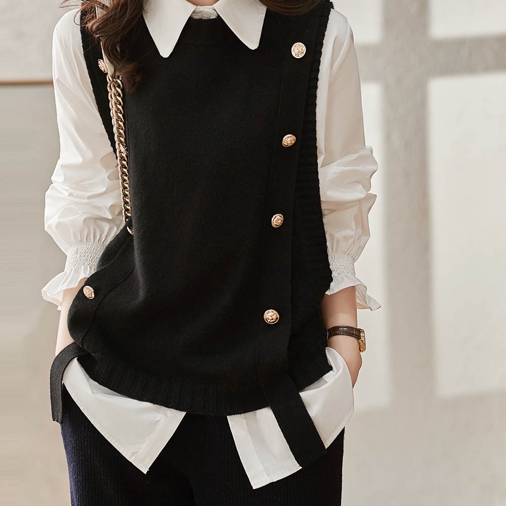 Banfamy Áo Dệt Kim Sát Nách Dáng Ôm Phong Cách Phương Tây Thời Trang Xuân Thu Cho Phụ Nữ Trung Niên