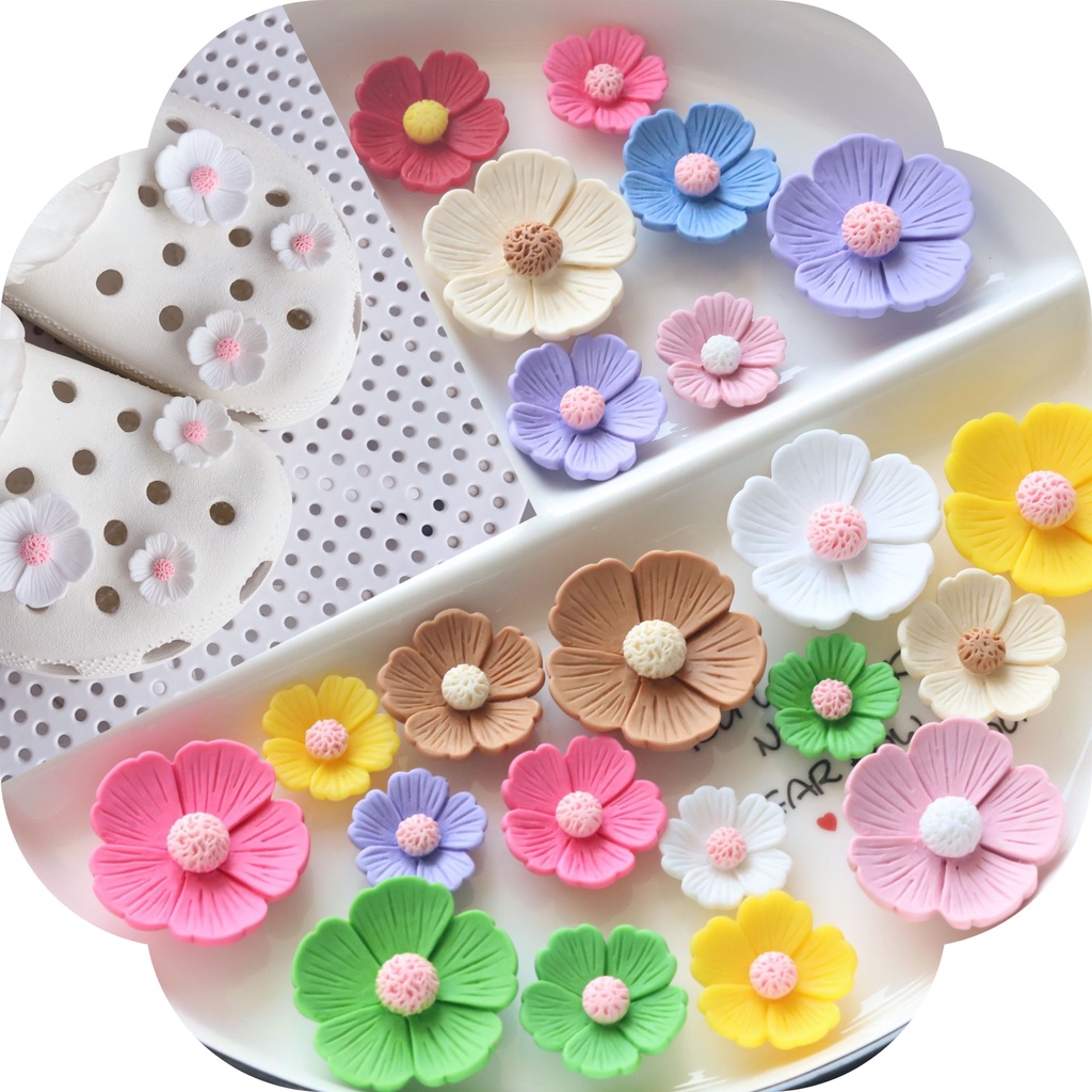 6 Chiếc Đôi Màu Hoa Đào Thời Trang Sandal Hoa Phụ Kiện DIY Khóa Giày Quyến Rũ Nút Giày Quyến Rũ Quyế