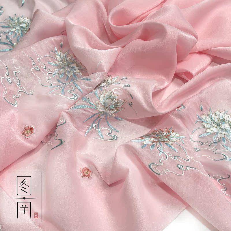 1 Tấm Vải organza Thêu Họa Tiết Phong Cách Trung Hoa 150 * 50cm