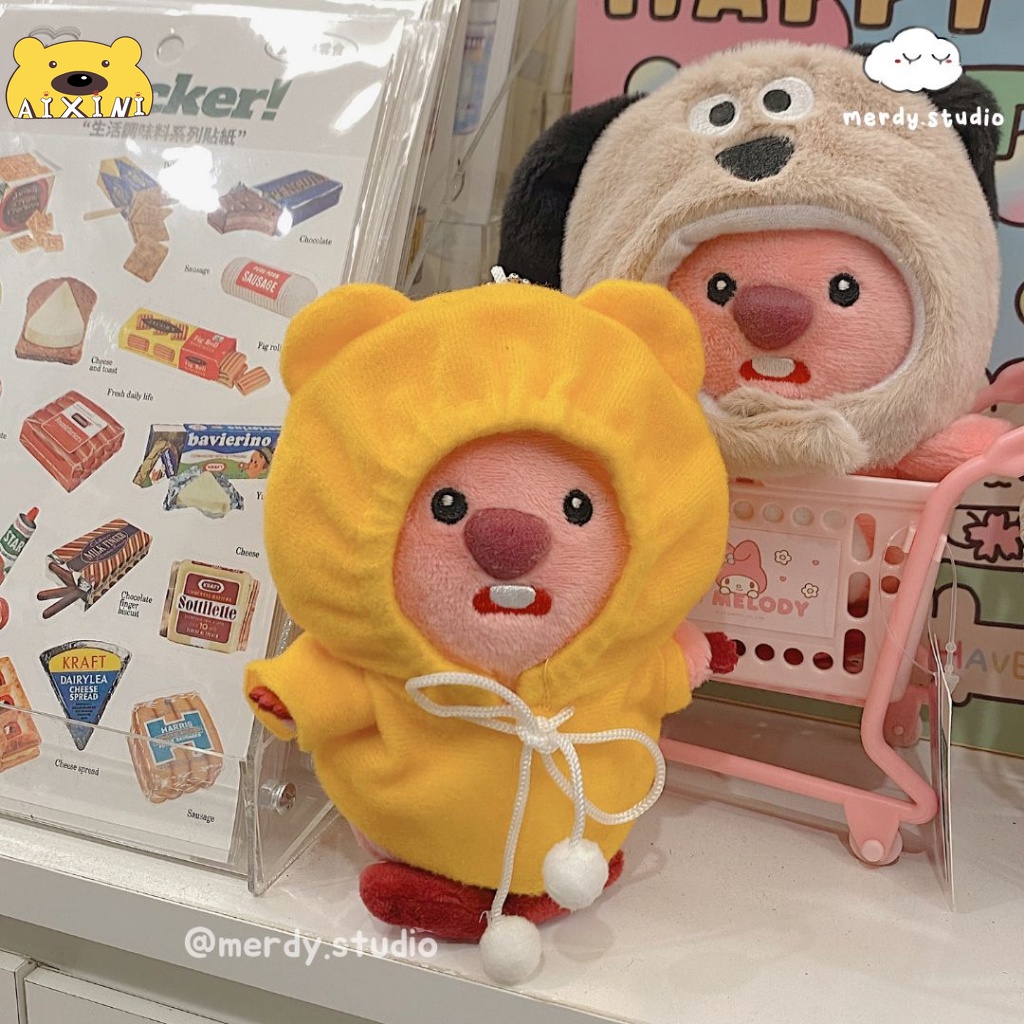 🔥Loopy Móc khoá🔥15cm Móc khoá Gấu Bông Hải ly Loopy mũ Gấu Dâu Lotso- Mũ thỏ- Mũ chó xinh xăn AIXINI