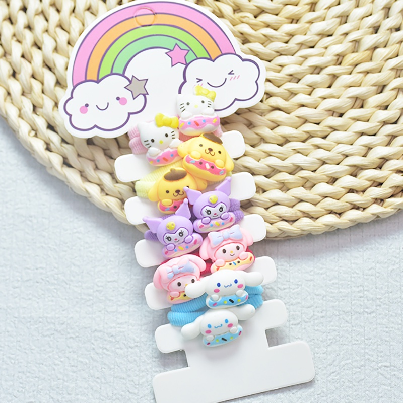 Set 5 Dây Cột Tóc Nhiều Màu Sắc Họa Tiết Hoạt Hình Dễ Thương Cho Bé Gái