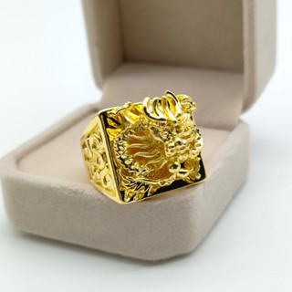 Nhẫn Thép Titan Mạ Vàng Hình Rồng 3d Thời Trang