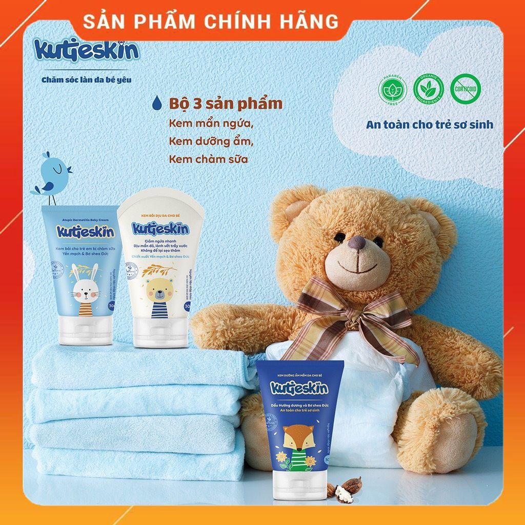KUTIESKIN Kem bôi da tự nhiên chăm sóc làn da bé, Kem chàm sữa