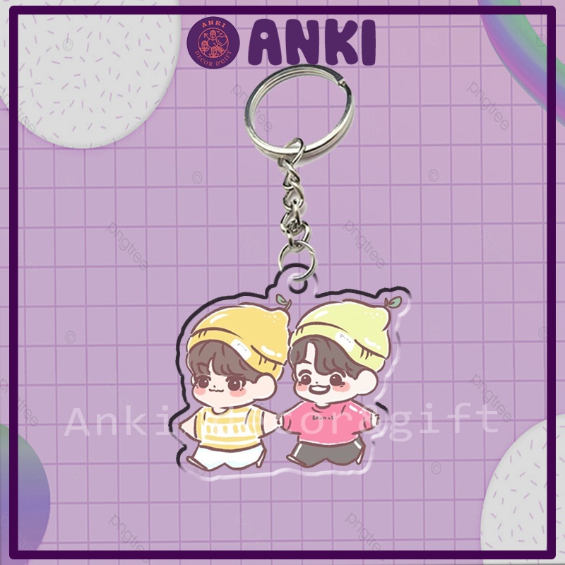 Keychain, móc khóa chibi BRIGHTWIN, móc khóa mica trong suốt, quà tặng sưu tập, quà tặng ý nghĩa, hình nhân vật