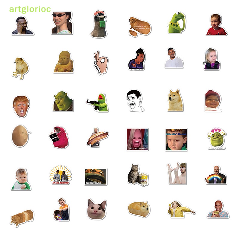 Aart Bộ 50 Miếng Dán Chống Thấm Nước Họa Tiết Biểu Cảm Vui Nhộn Trang Trí laptop Vali Ván Trượt vn